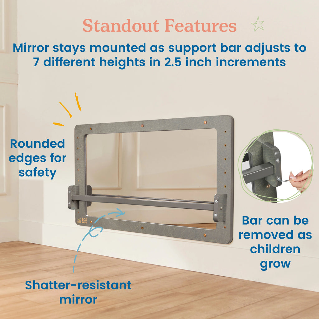ECR4Kids Wall-Mounted Coordination Mirror, Natural