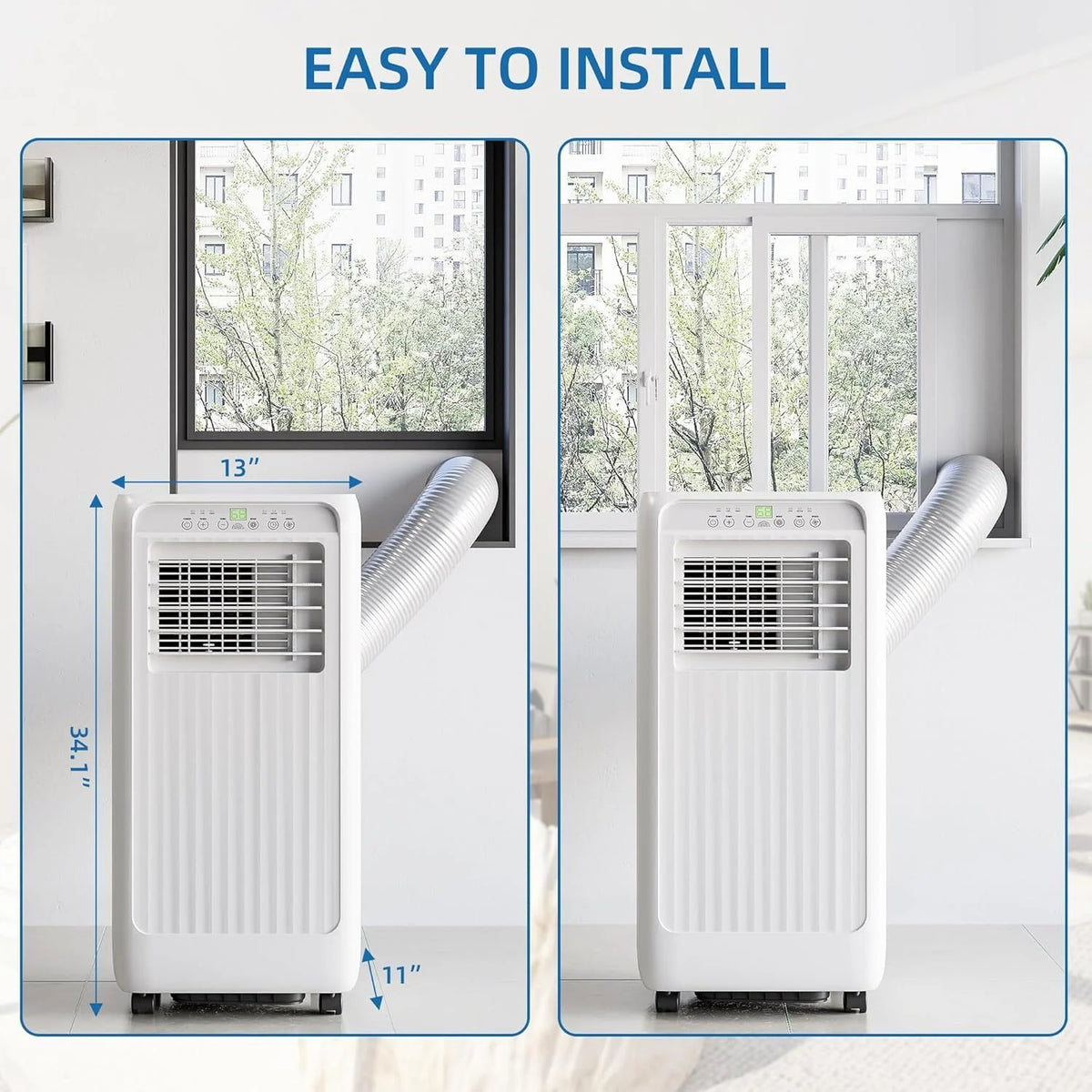 Missky 10000 BTU Portable Air Conditioner with Remote Control, 3-in-1 Mini Standing Portable AC Unit w/Universal Casters & Window Kits, Cools Up to 450 Sq.ft, White