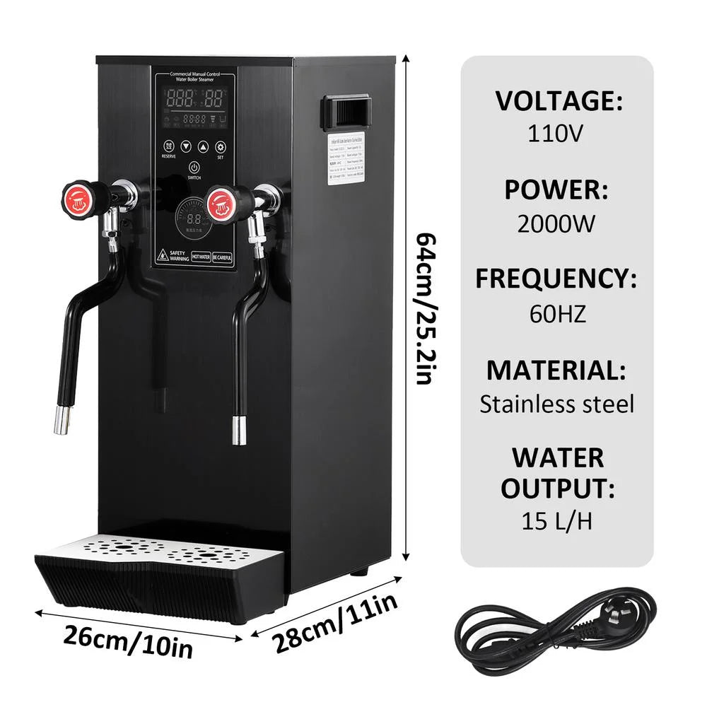 Commercial Milk Frother, 110V 1400W Automatic Foam Machine with LED Display for Coffee Shops (Black)