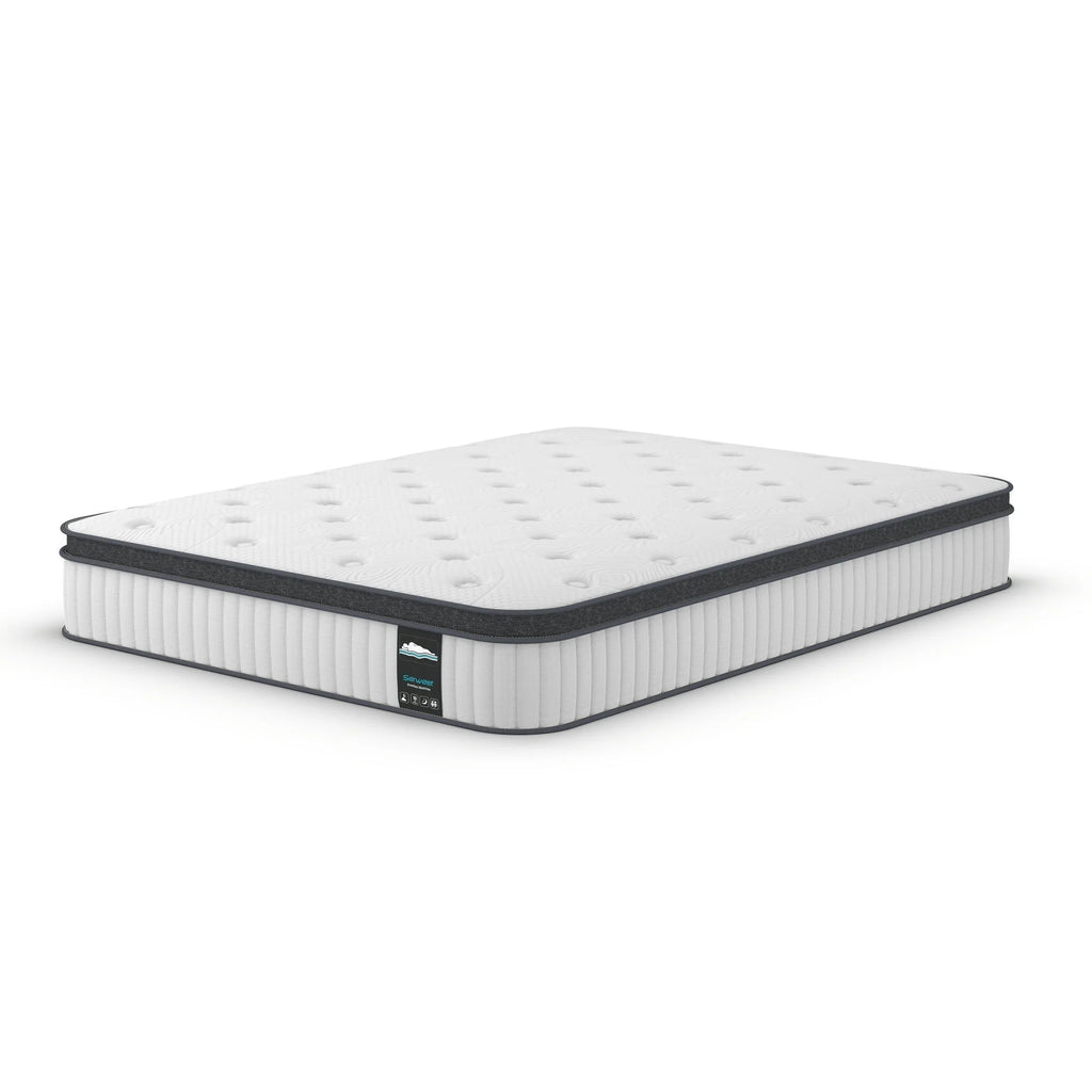 Sersper Queen Mattress, 12 Inch Pillow Top Hybrid Mattress Queen with Fiberglass Free, Gel Memory Foam, Breathable Bed Mattress for Cooler Sleep Supportive & Pressure Relief, Medium Firm