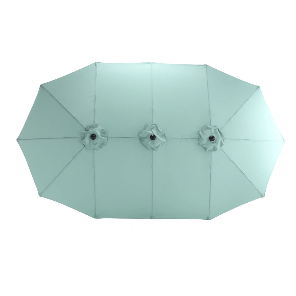 Outdoor Patio Umbrella, 15FT Double-Sided Solar Umbrella with Crank, Large Umbrella for Pool Yard, with 12pcs Steel Ribs, Dark Green