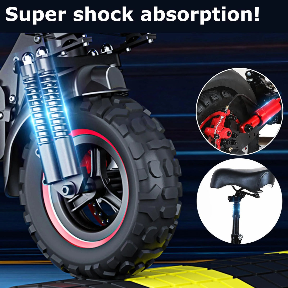 MIWEN 11'' Offroad Electric Scooter for Adult with Seat 1200W Motor up to 34MPH,30-34Miles Long Range Fast Electricscooter 48V 21Ah Foldable Escooter