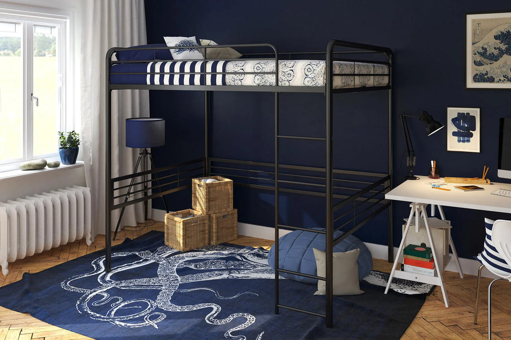 DHP Tommy Full Metal Loft Bed, Black