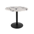 Indoor/Outdoor 36" Tall OD214 Black Table Base with 22" Diameter Foot and 36" Diameter Indoor/Outdoor White Marble Top by the Holland Bar Stool Co.