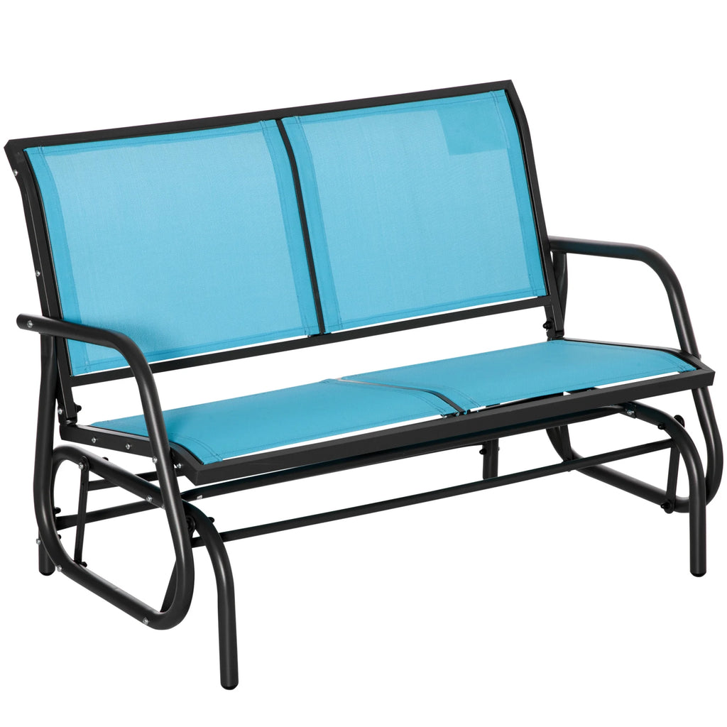 Outsunny 2-Person Outdoor Glider Bench, Patio Double Swing Rocking Chair Loveseat w/Powder Coated Steel Frame for Backyard Garden Porch, Black