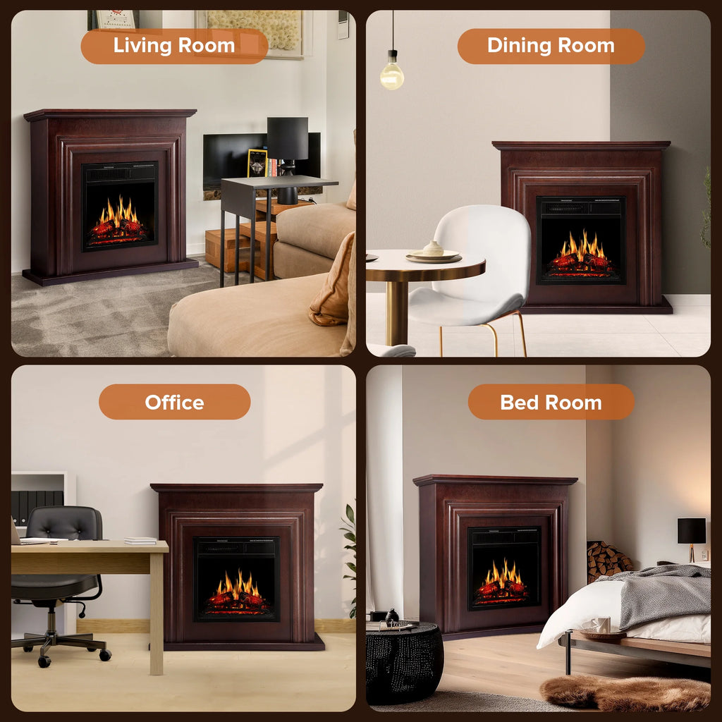Electactic Electric Fireplace, Free Standing Fireplace, with Remote Control, Adjustable LED Flame, 750W/1500W -White