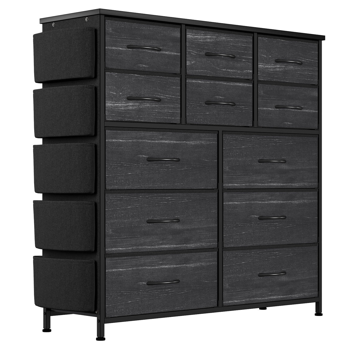 KATIDAP Dresser for Bedroom with 12 Drawer, Dressers & Chests of Drawers for Hallway, Entryway, Storage Organizer Unit with Fabric, Sturdy Metal Frame, Wood Tabletop, Easy Pull Handle,Pink
