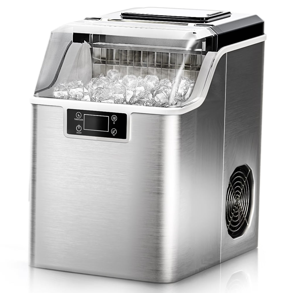 Simzlife Crescent Ice Makers Countertop, 35.9Lbs/24H, 16Pcs in 12Mins, Auto Deep Cleaning, Timer, Portable Crescent Ice Maker Countertop with Crystal-Clear Ice Cubes for Home/Office/Party