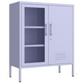 33 Inch Glass And Metal Storage Cabinet Adjustable Shelves 2 Door Lockable Lockers 3 Layer Multipurpose Lockers Laundry Room Or Utility Room Cabinet Home Purple Size 33"H X 29.5"W X 13.8"D