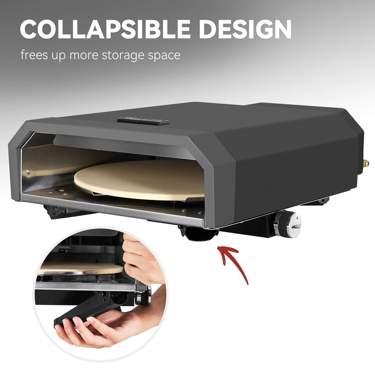 Royal Gourmet GP1301 Portable Gas Pizza Oven with 13-inch Pizza Stone,with Collapsible Legs for Backyard, Outdoor, Handmade Pizza, Black