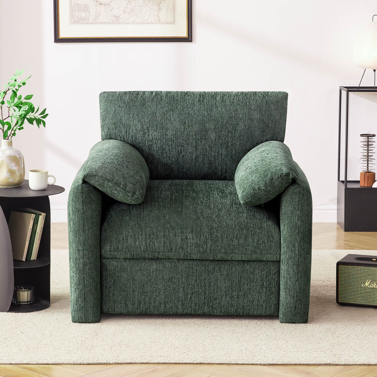 Chenille Oversized Armchair, 38.6" Wide Accent Chairs for Living Room & Bedroom Modern Lounge Chair, Upholstered Mid-Century Reading Chair, Comfy Living Room Chair, Single Sofa Chair, Beige
