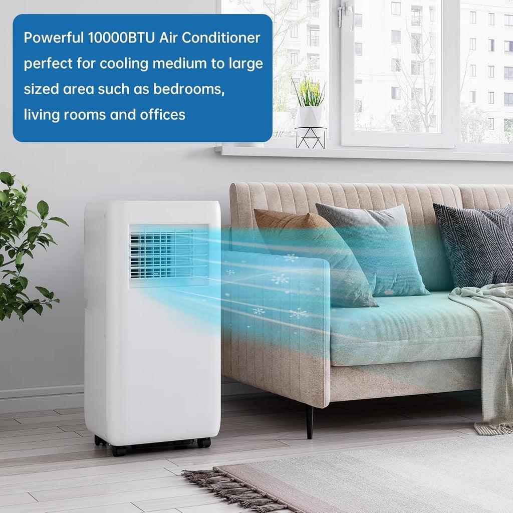 10000 Btu Portable Air Conditioners, 3-in-1 AC Unit, Dehumidifier, and Fan Mode, Portable AC with 24H Timer & Remote Control for Home, Office, School