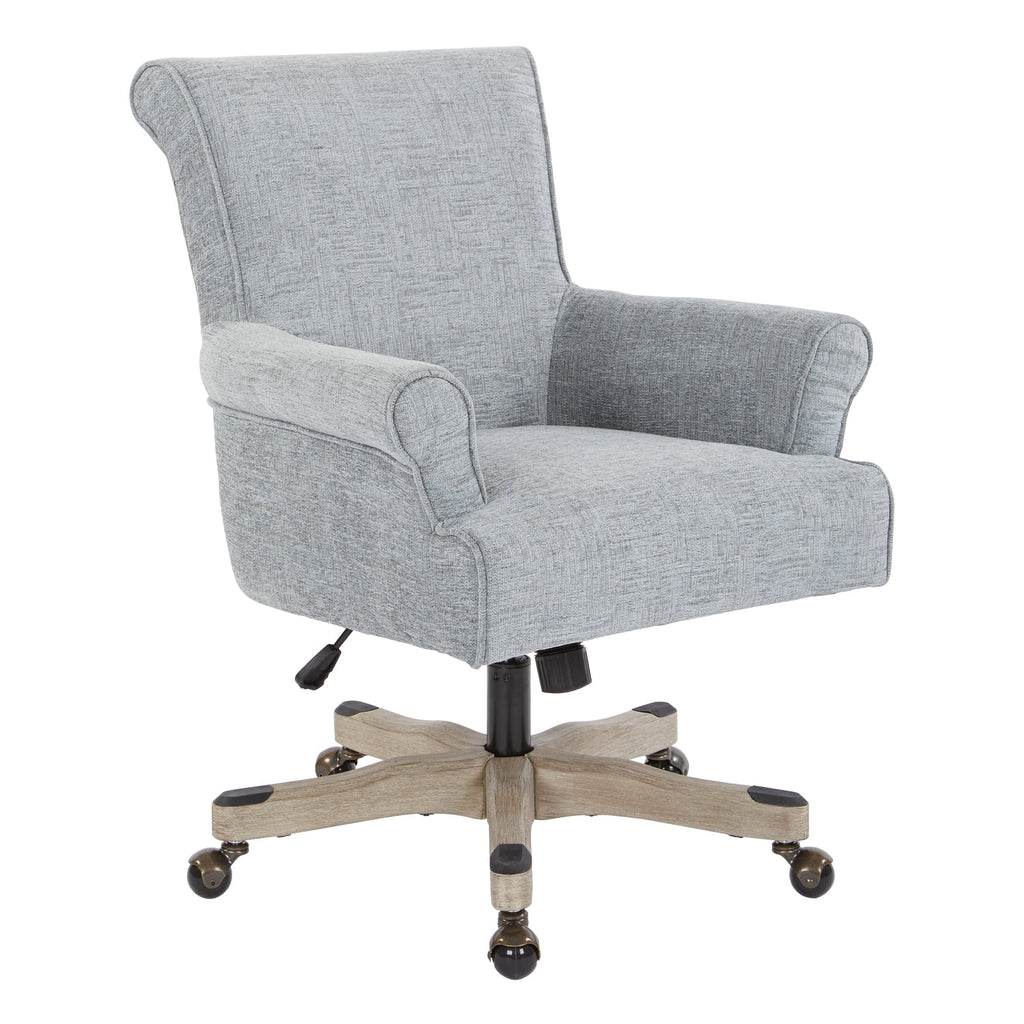 Megan Office Chair in Olive Green Fabric with Grey Wash Wood