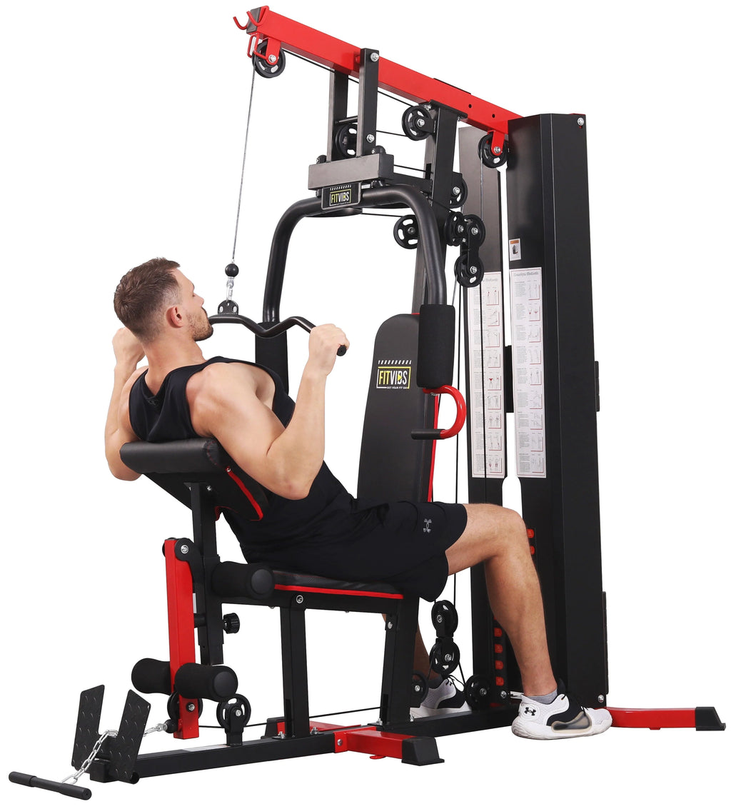 Fitvids LX750 Home Gym System Workout Station with 330 Lbs of Resistance, 122.5 Lbs Weight Stack, One Station, Comes with Installation Instruction Video, Ships in 5 Boxes