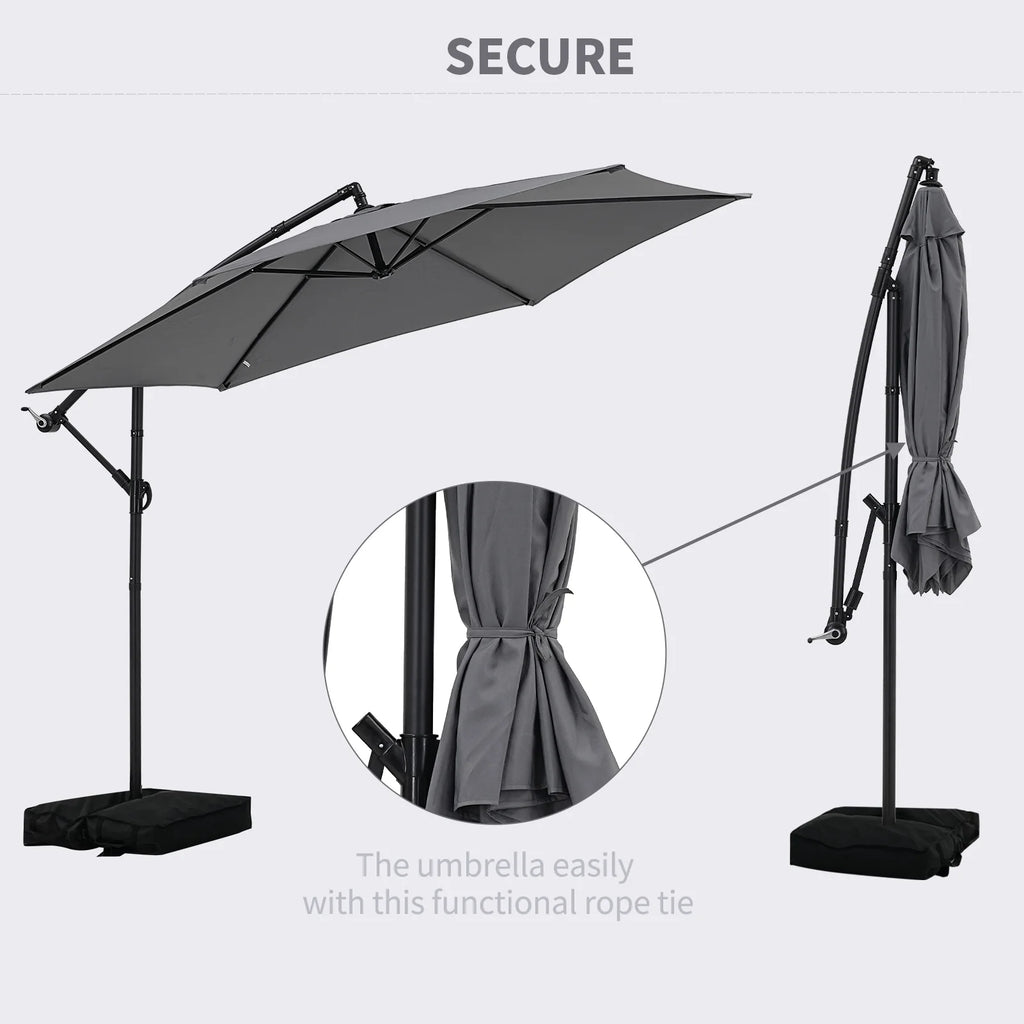 Autlaycil 10 ft Cantilever Offset Outdoor Patio Umbrella with Base Stand Rotate and Tilt, Blue