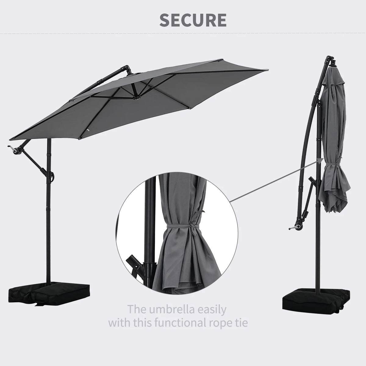 Autlaycil 10 ft Cantilever Offset Outdoor Patio Umbrella with Base Stand Rotate and Tilt, Blue