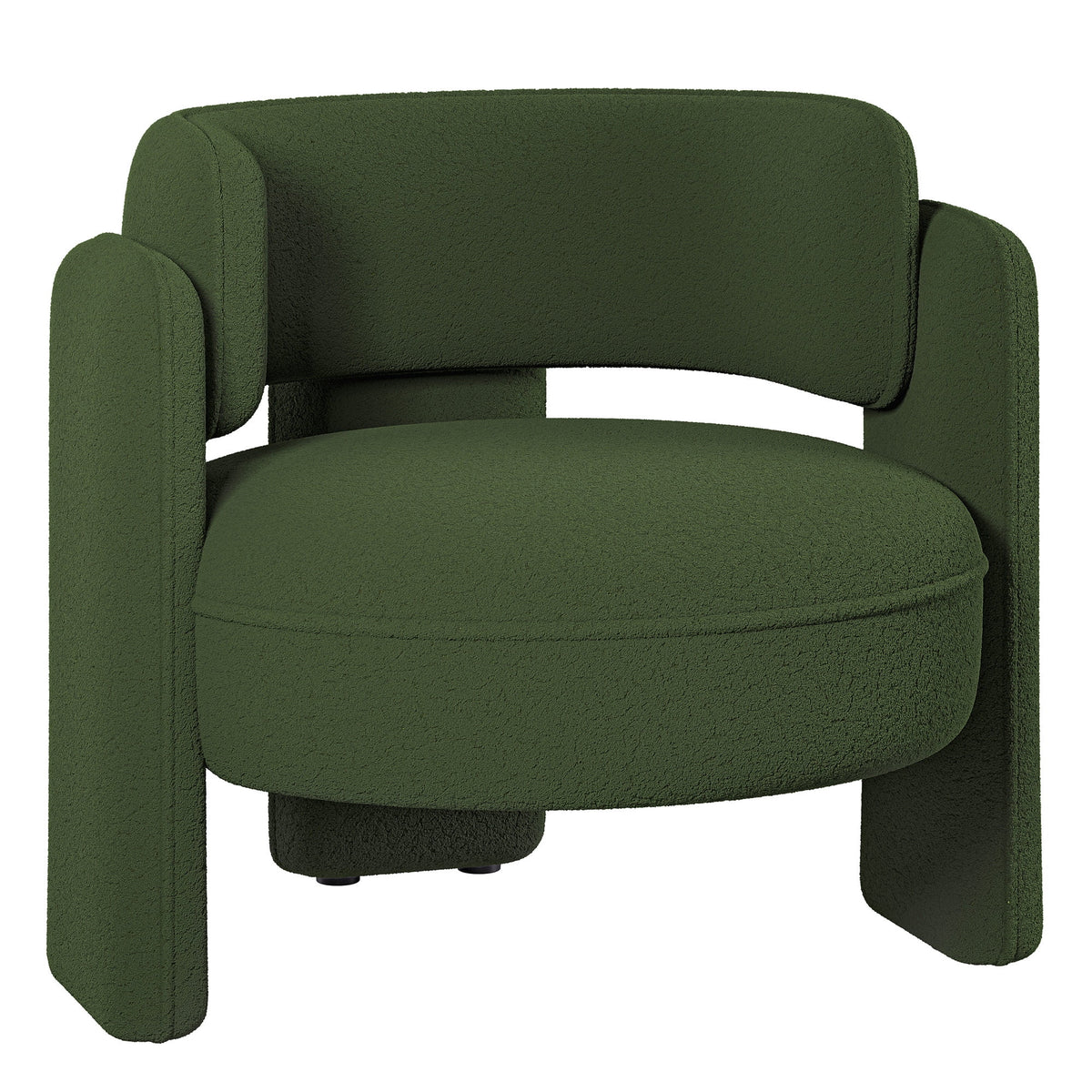 BELLEZE Sherpa Boucle Chair, Modern Barrel Accent Chair Comfy Round Upholstered Armchair Accent Side Chair for Living Room, Bedrooms, Corner - Quinton White