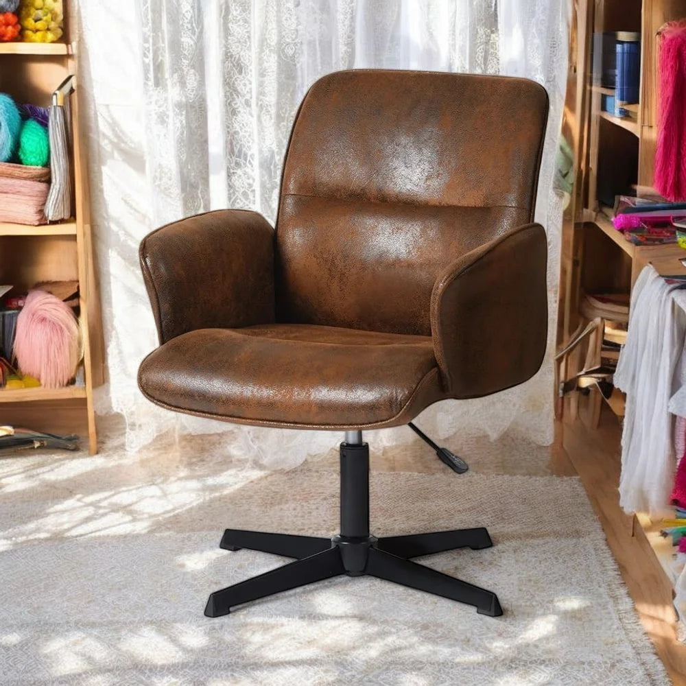 Homy Casa Home Office Desk Chair, Cute Vanity/Makeup Criss-Cross Chair, Upholstered Adjustable Swivel Armchair for Women/Girls
