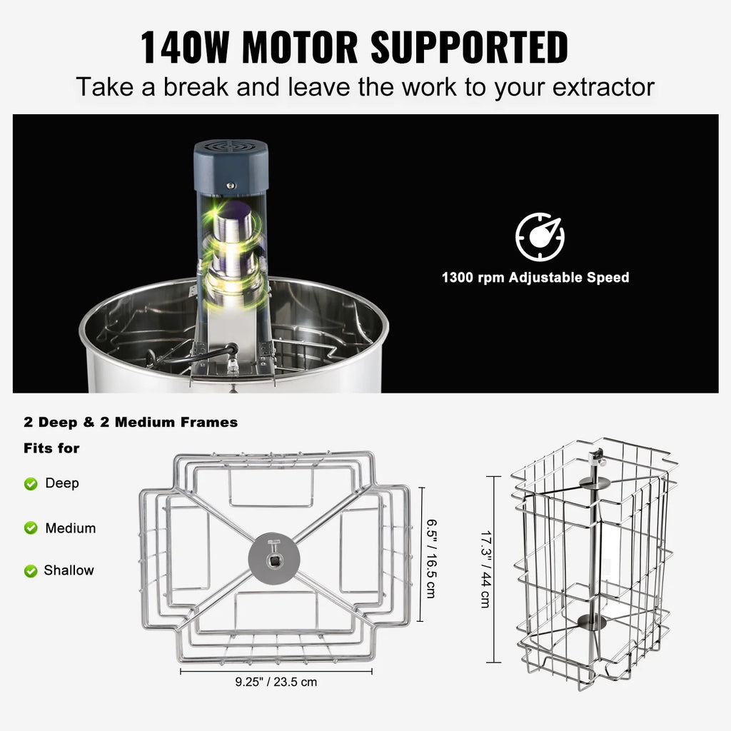 BENTISM Electric Honey Extractor DD-2/4 High-Power Motor Bee Guards