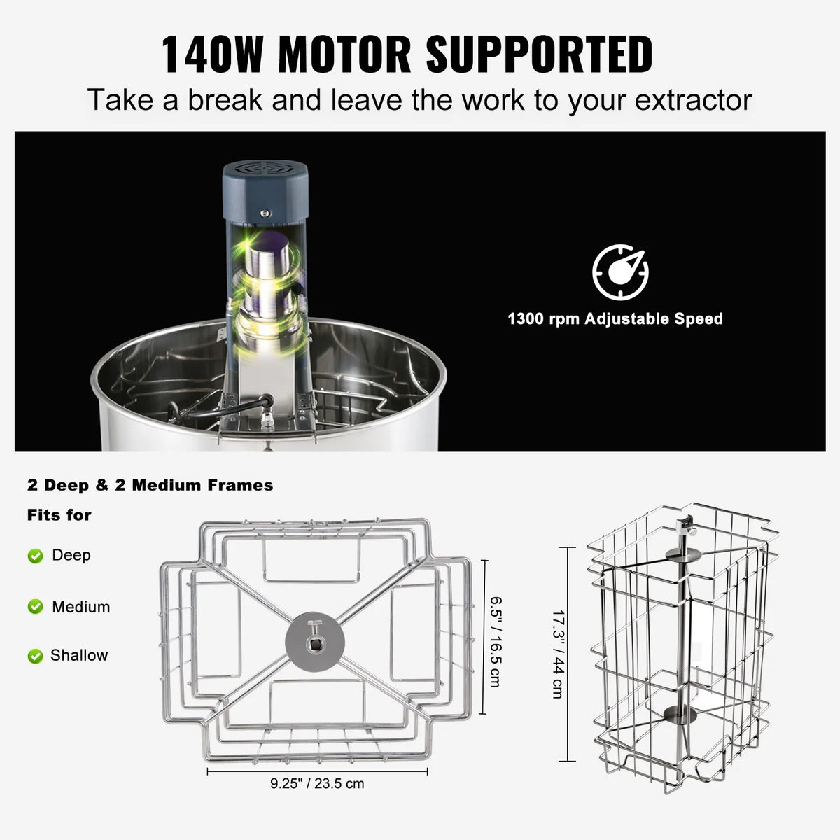 BENTISM Electric Honey Extractor DD-2/4 High-Power Motor Bee Guards