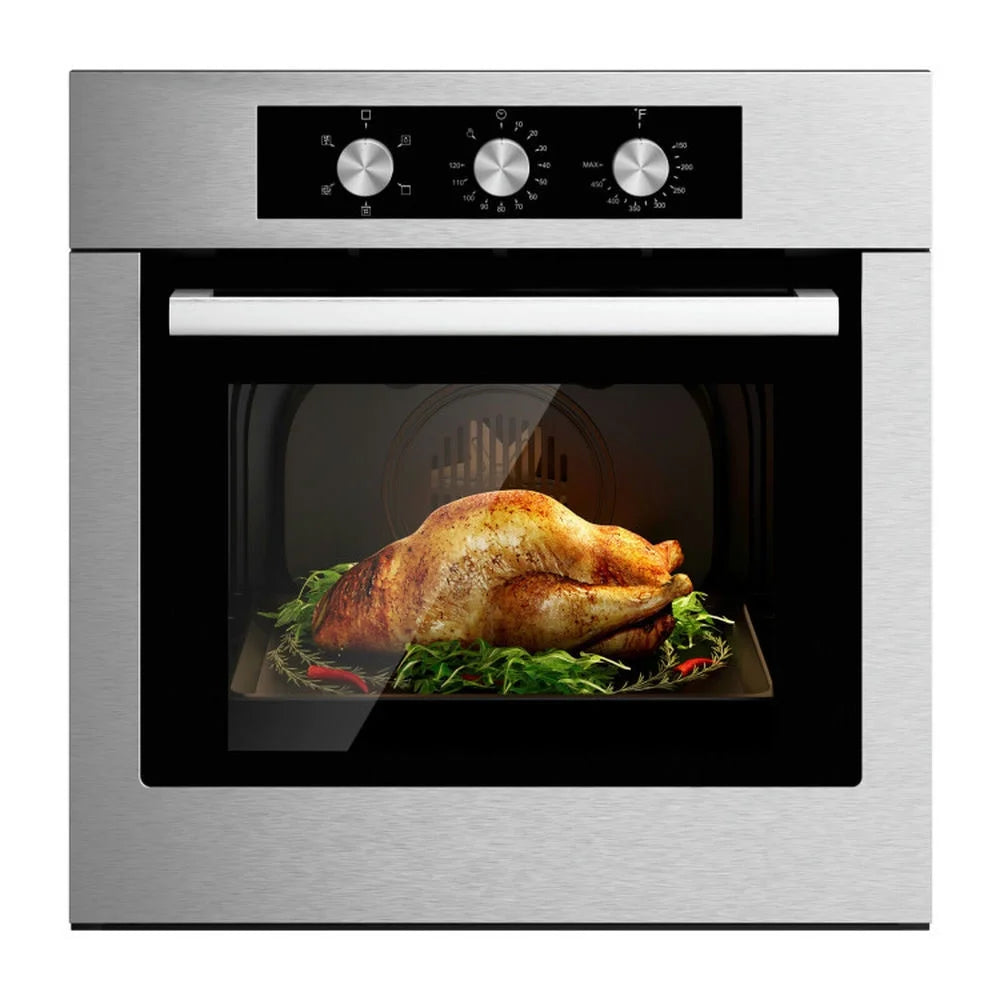 Canddidliike 24 Inch Single Wall Oven 2.47Cu.ft with 5 Cooking Modes and 360 Hot Air Circulation, Single Wall Oven, Well-made Built-in Oven with 3-layer Tempered Glass for Indoor, Silver