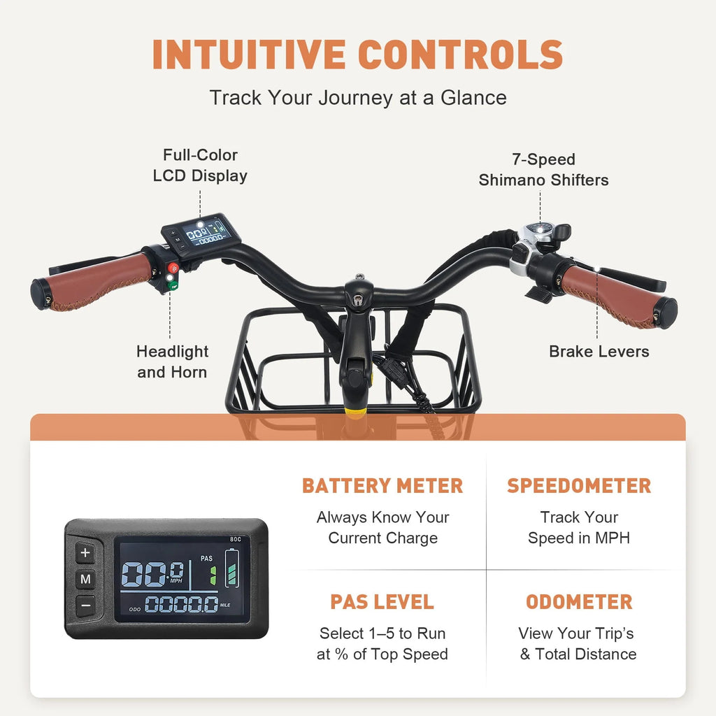 Viribus Electric Bike for Adults 26" 500W eBike with Pedal Assist 48V Battery, Black