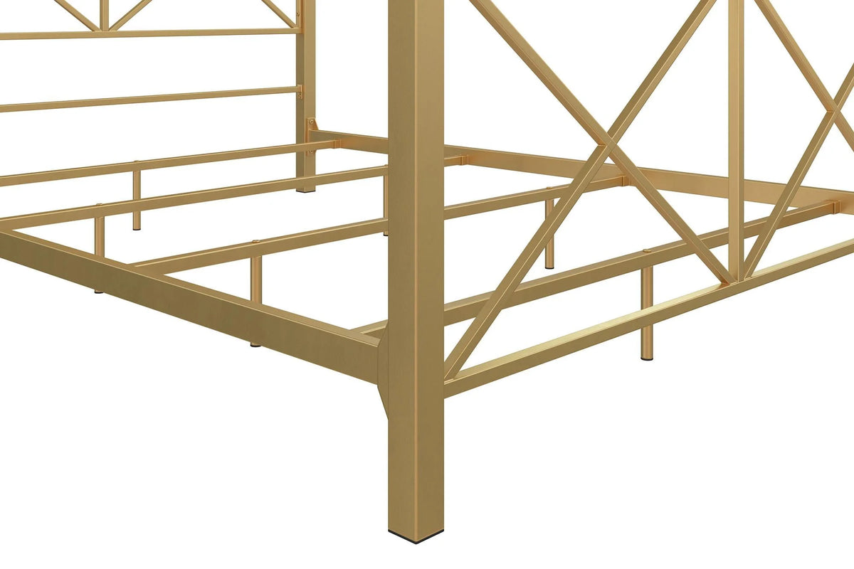 DHP Rosedale Metal Canopy Poster Bed Frame, Queen, Gold