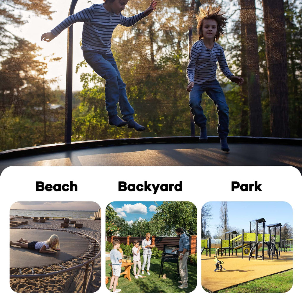MARNUR 8 FT Trampoline for Kids Max Weight 330 LBS with Ladder, Safety Enclosure, Wind Stakes for Backyards Outdoor