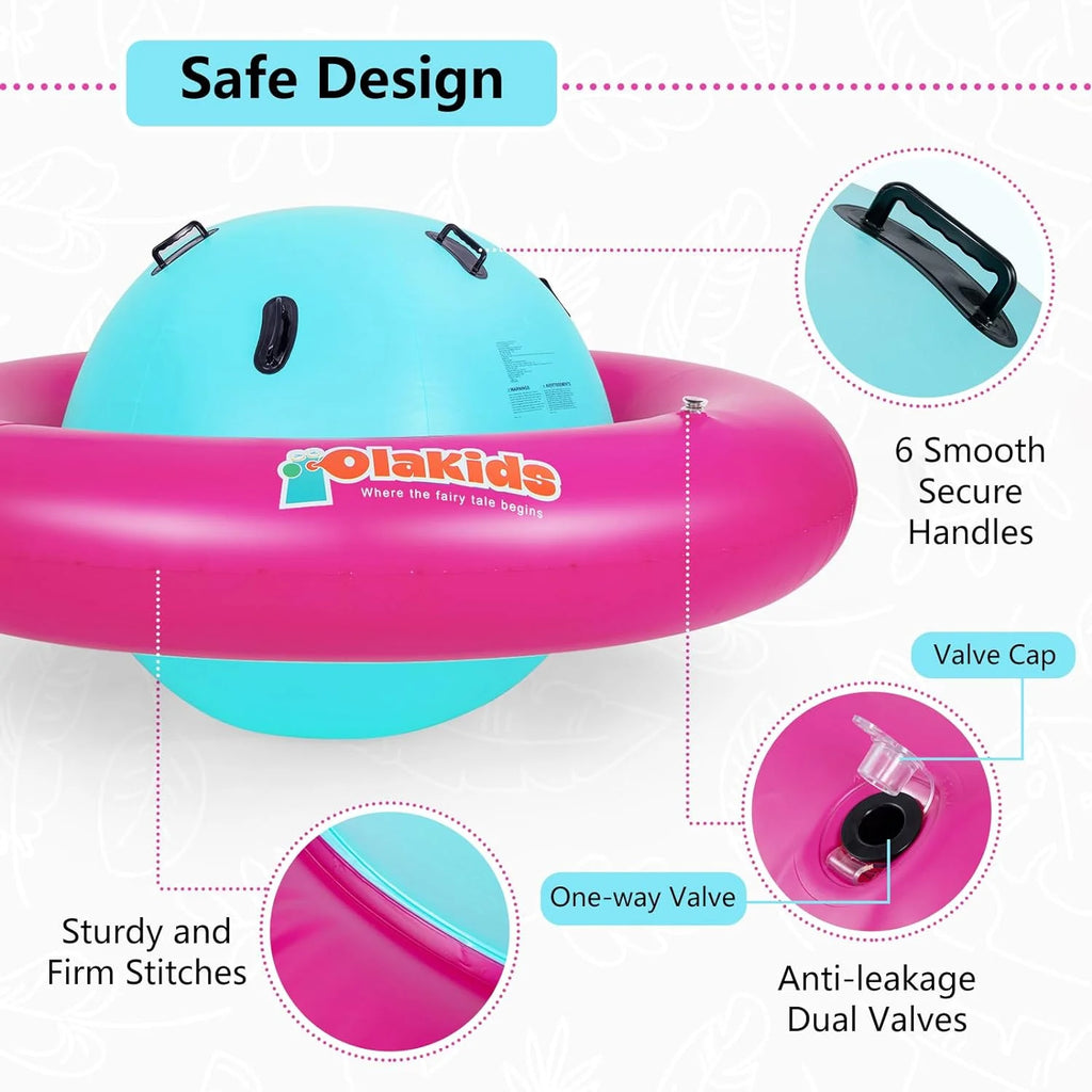 OLAKIDS 8FT Inflatable Dome Rocker Bouncer, Outdoor Kids Giant Roll and Play Seesaw Rocker with 6 Secure Handles, Max Weight 250 LBS, Toddlers Climbing Toy Backyard Play Center Equipment