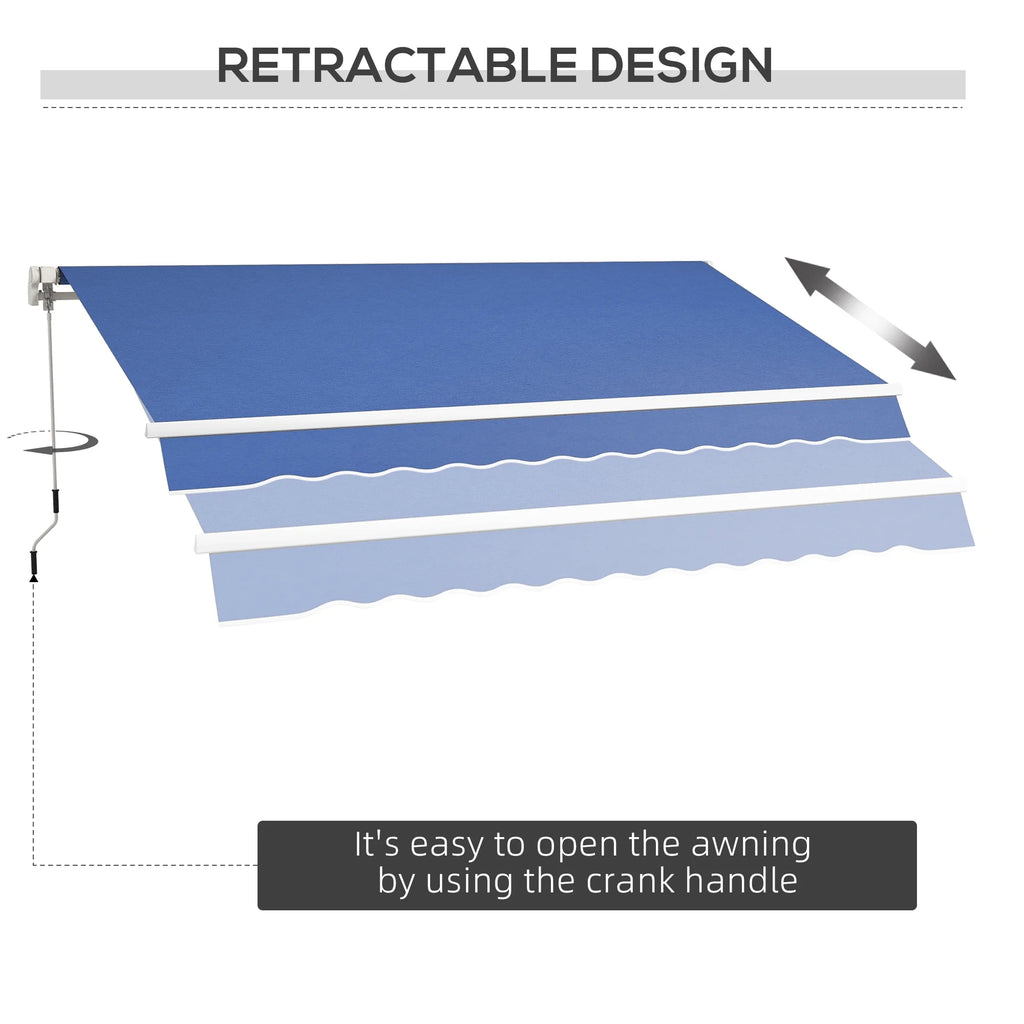 Outsunny 12' x 10' Manual Retractable Awning Outdoor Sunshade Shelter for Patio, Balcony, Yard, with Adjustable & Versatile Design, Beige and White