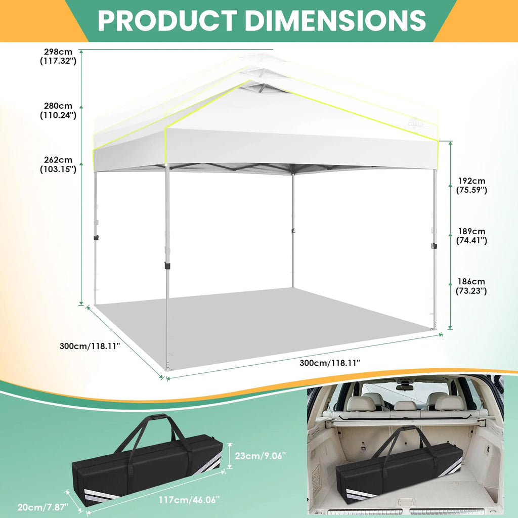 COBIZI 10x10 EZ Pop up Canopy Gazebo with Sidewalls,Pop up Canopy Tent Instant Shelter for Outdoor Party Camping Backyard Beach with Air Vent ,Carry Bag,Stakes,Ropes,Black