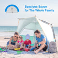 WolfWise 3-4 Person Easy Up Beach Tent UPF 50+ Portable Instant Sun Shelter Canopy Umbrella with Extended Zippered Porch, Mint Green