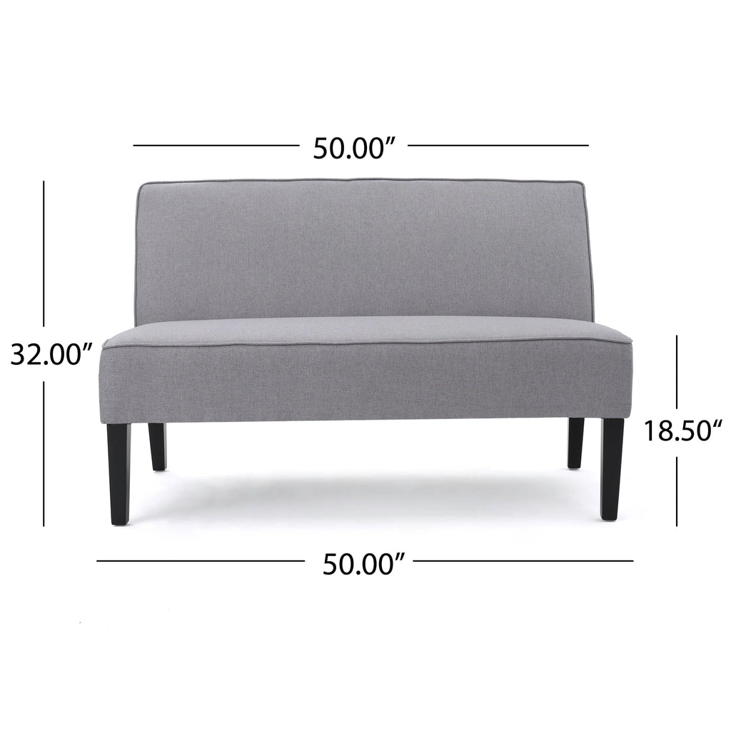 Noble House Desmond Fabric Love Seat,Light Gray