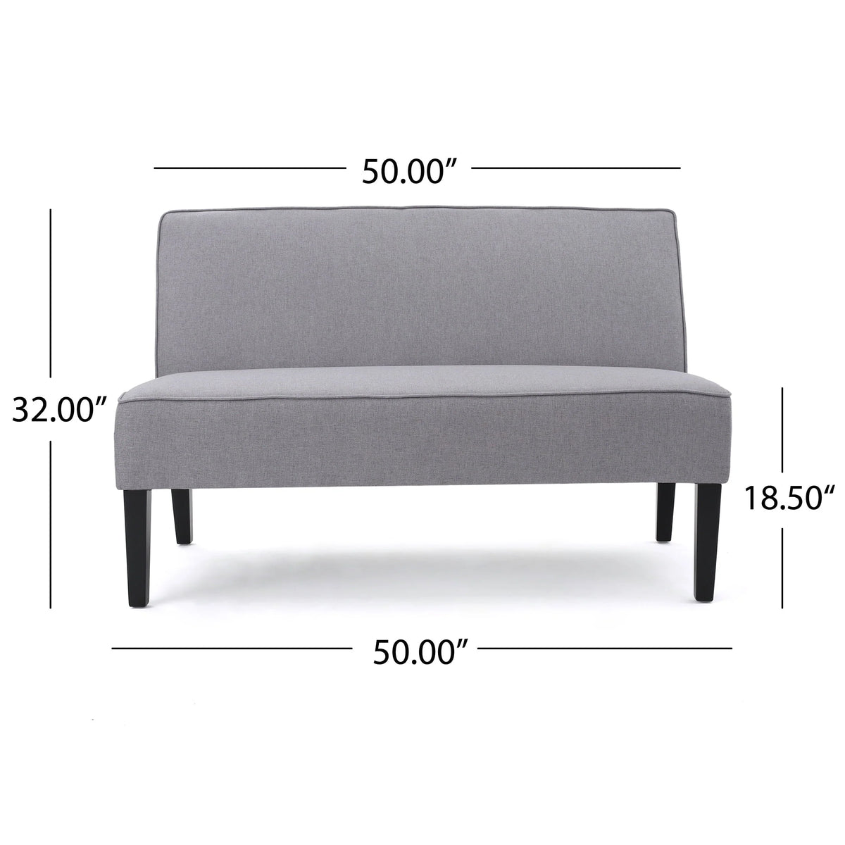 Noble House Desmond Fabric Love Seat,Light Gray