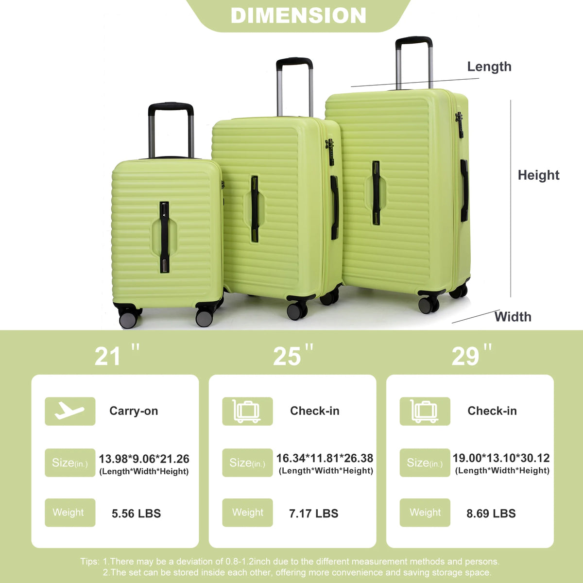 PAPROOS 3-Piece Luggage Set (20''/24''/28''), Hardshell Lightweight Suitcase with USB Port and Side Hooks, Travel Luggage with TSA-Lock, Hardside Rolling Luggage for School, Travel, Pink