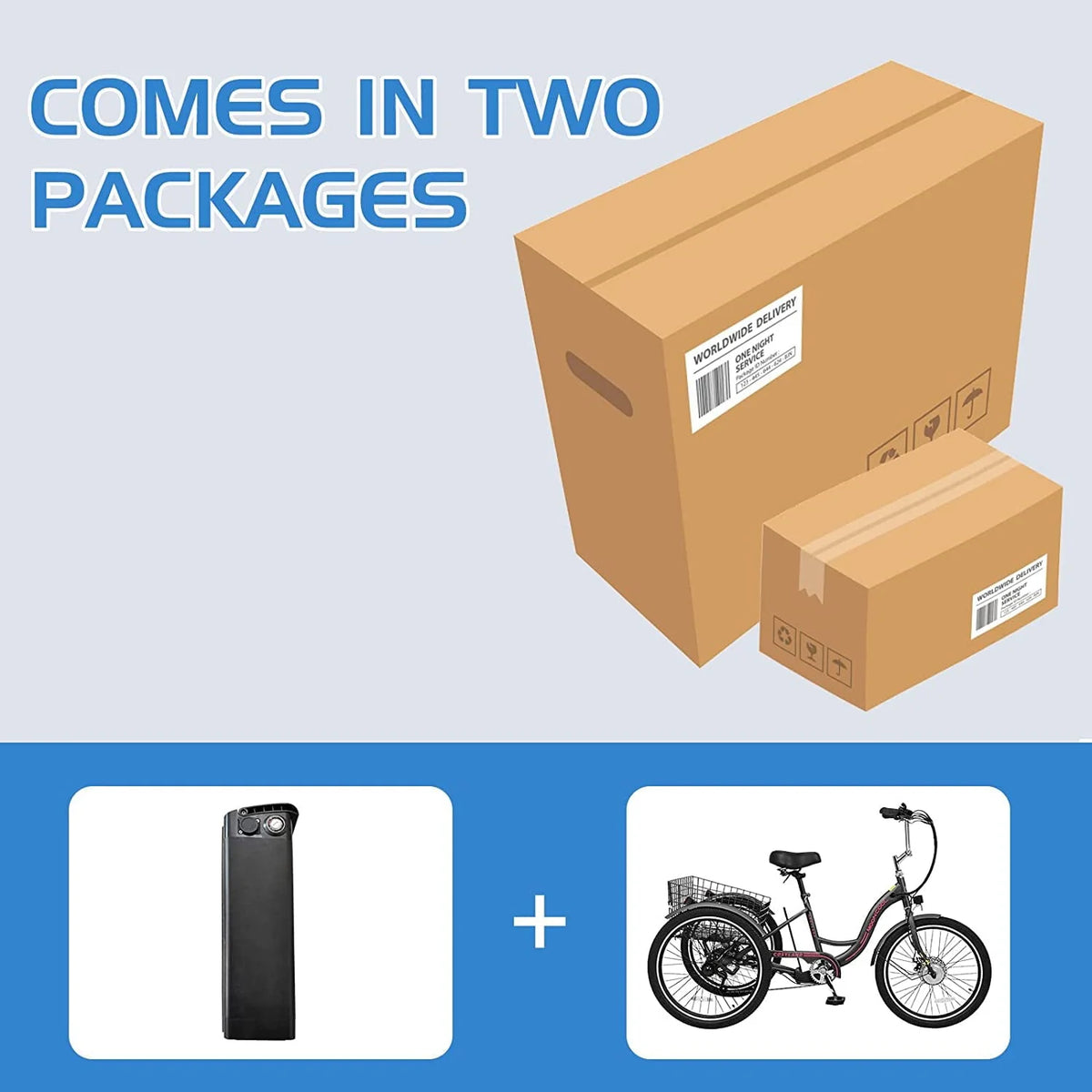 ABORON 350W Electric Trike, 7 Speed 24"/26" Motorized 3 Wheel Electric Tricycle for Adults with 36V 10Ah Lithium Battery UL Certified, Rear Basket
