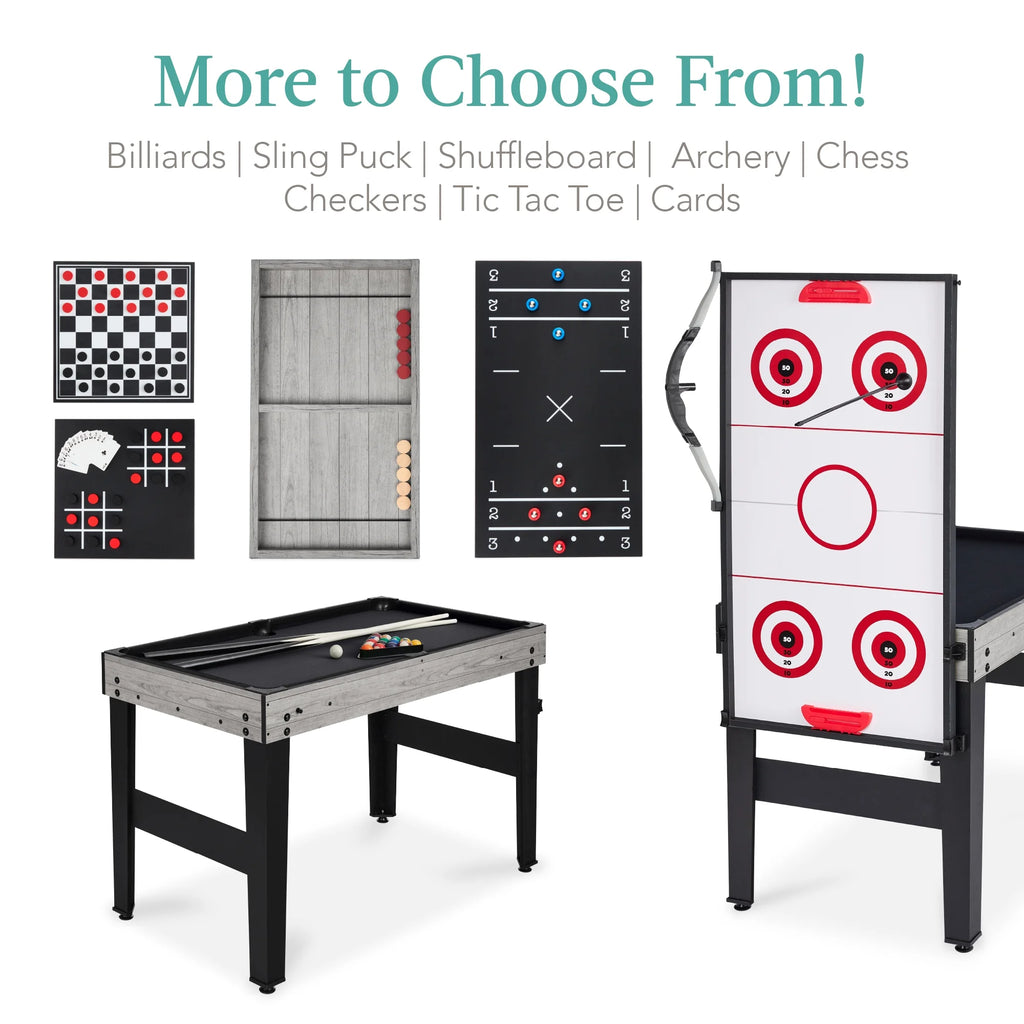 Best Choice Products 13-in-1 Combo Game Table Set w/ Ping Pong, Foosball, Basketball, Hockey, Archery - Natural