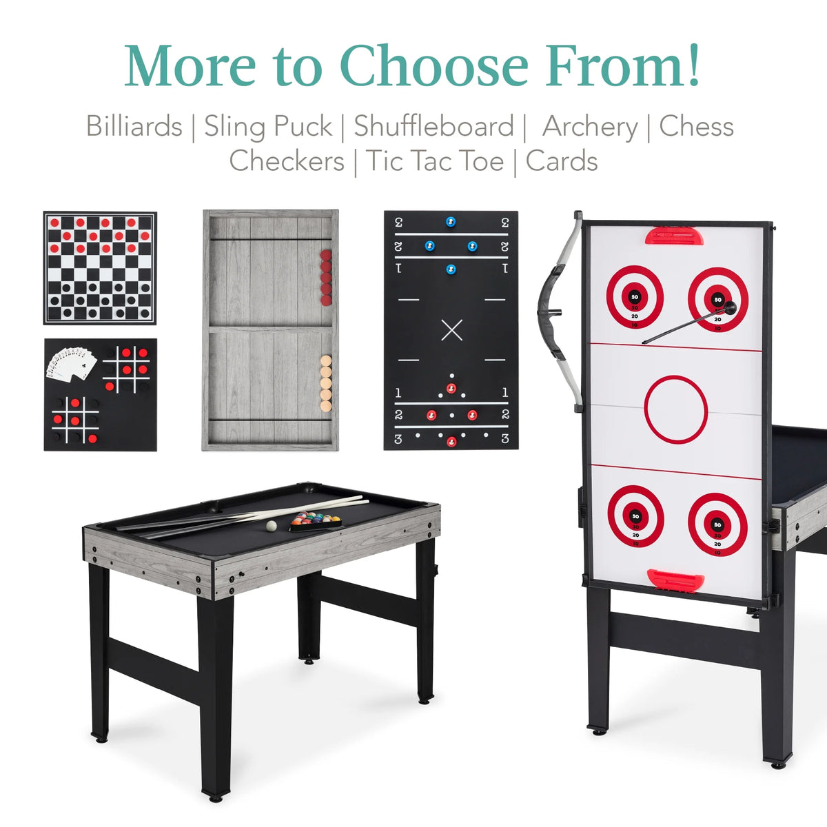 Best Choice Products 13-in-1 Combo Game Table Set w/ Ping Pong, Foosball, Basketball, Hockey, Archery - Natural