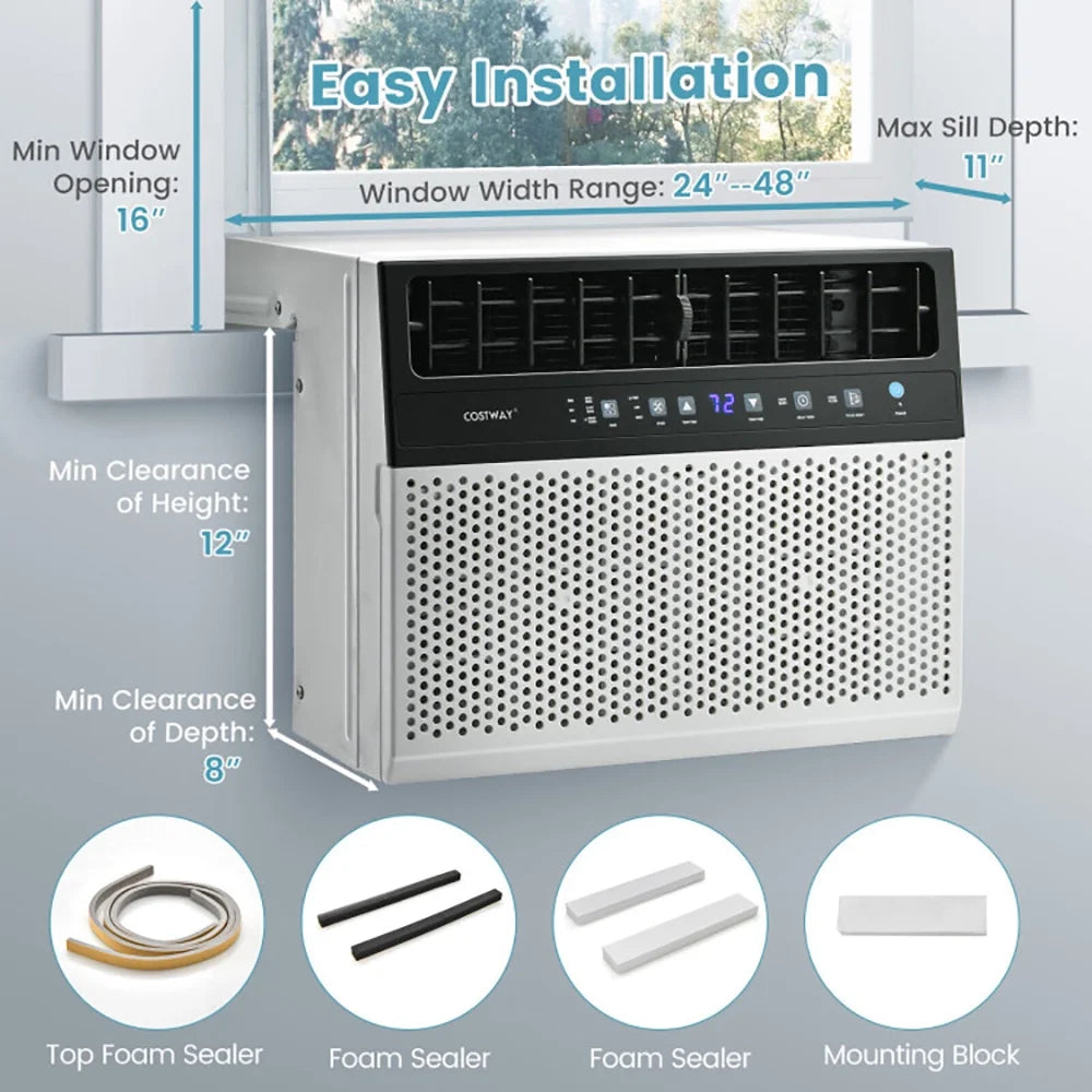 Canddidliike 12000 BTU Window Air Conditioner with Handy Remote-12000 BTU, Ultra Quiet with Open Window Flexibility