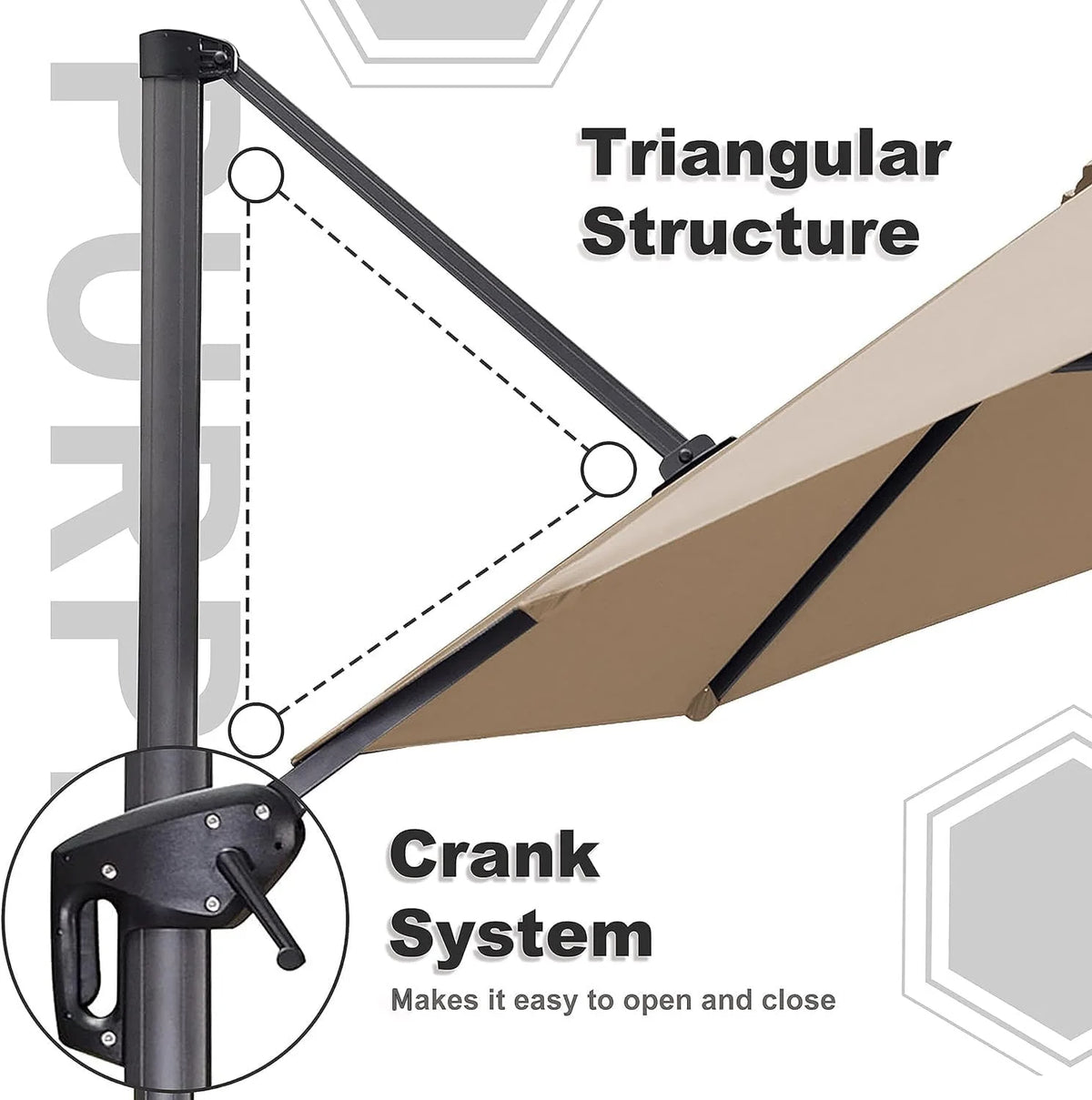PURPLE LEAF 8x8 Ft Cantilever Umbrella Square Outdoor Patio Umbrella Large Offset Hanging Umbrella Aluminum Umbrella with 360°Rotation Adjustable Garden Pool Umbrella,Beige
