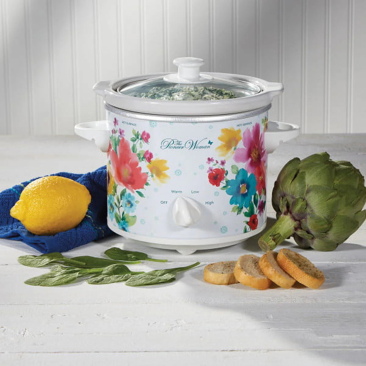 The Pioneer Woman Slow Cooker 1.5 Quart Twin Pack, Breezy Blossom and Teal Gingham, 33018