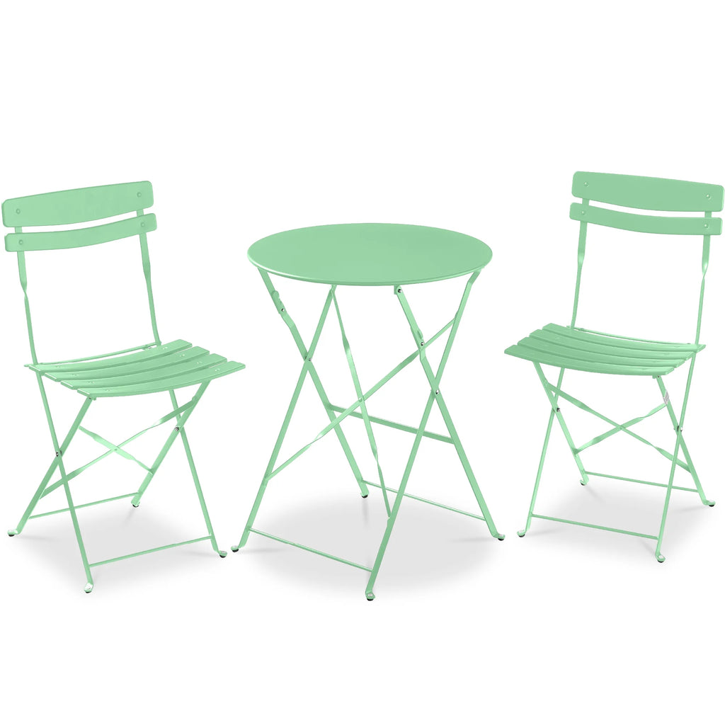 Best Choice Products 3-Piece Small Bistro Set, Folding Patio Furniture Set of 2 Chairs and Table - Black