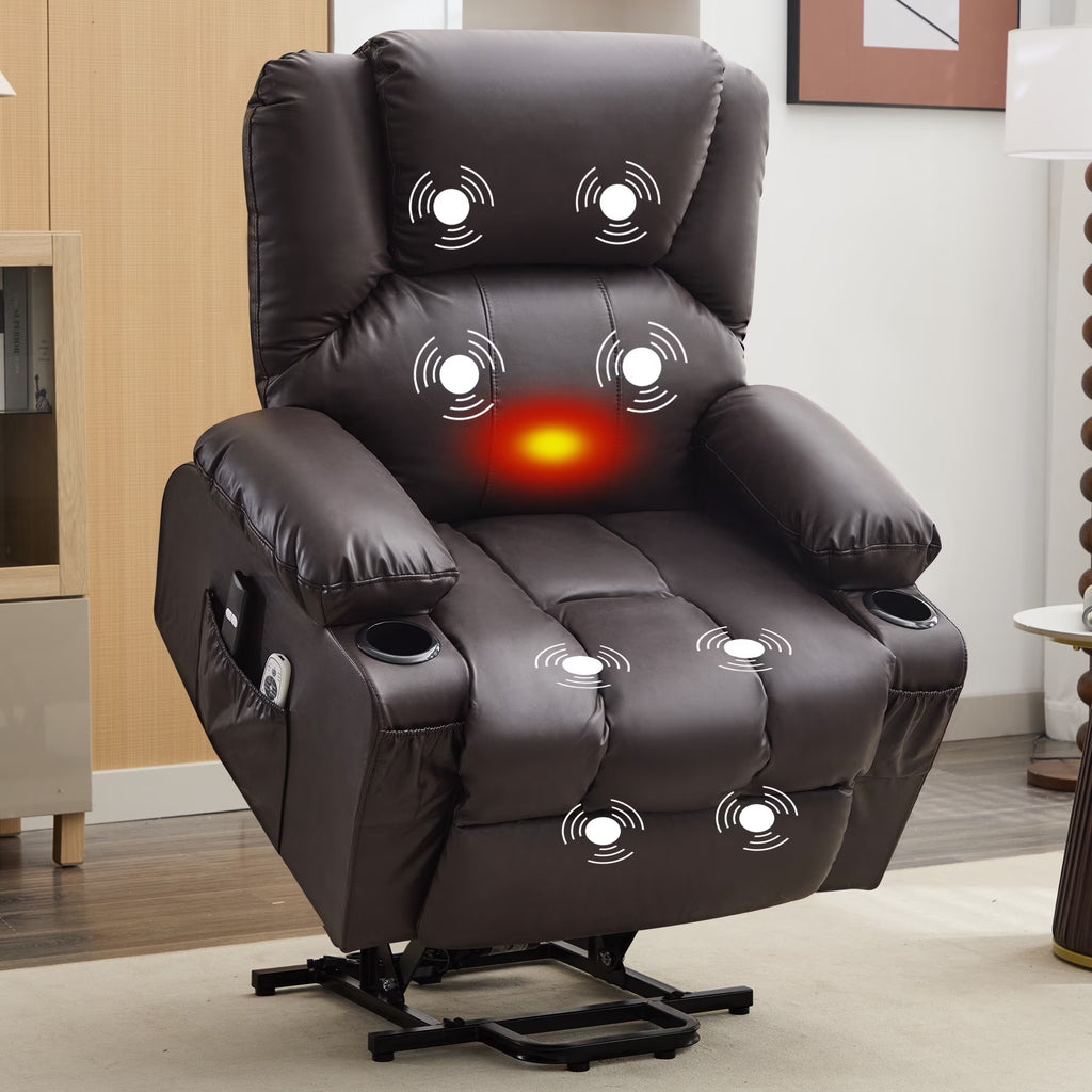 JONPONY Power Lift Recliner Chair Recliners for Elderly with Heat and Massage Recliner Chair for Living Room with Infinite Position and Side Pocket,USB Charge Port,Black