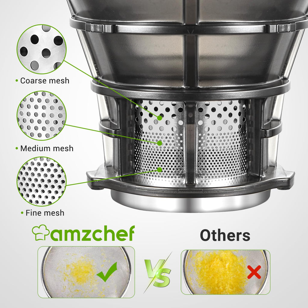 AMZCHEF 5.3-Inch Self-Feeding Masticating Juicer