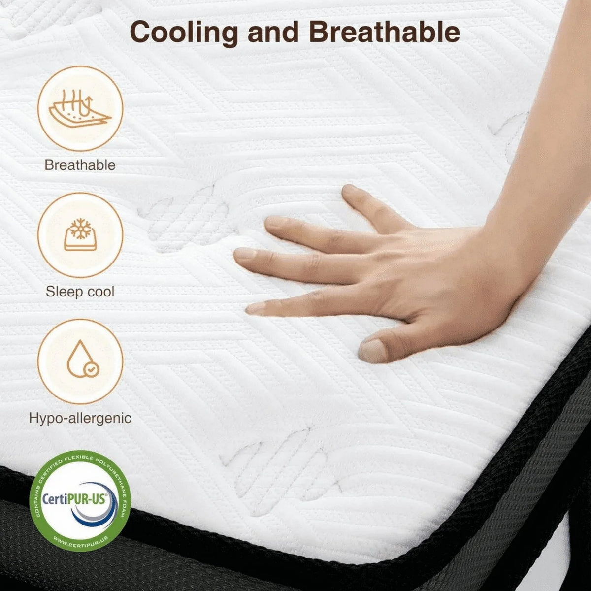 Qvamodo 14 Inch Hybrid King Mattress- Medium Firm King Size Bed in a Box - CertiPUR-US Certified Memory Foam, King Size mattress for Pressure Relief, Cooling Sleep, and Motion Isolation