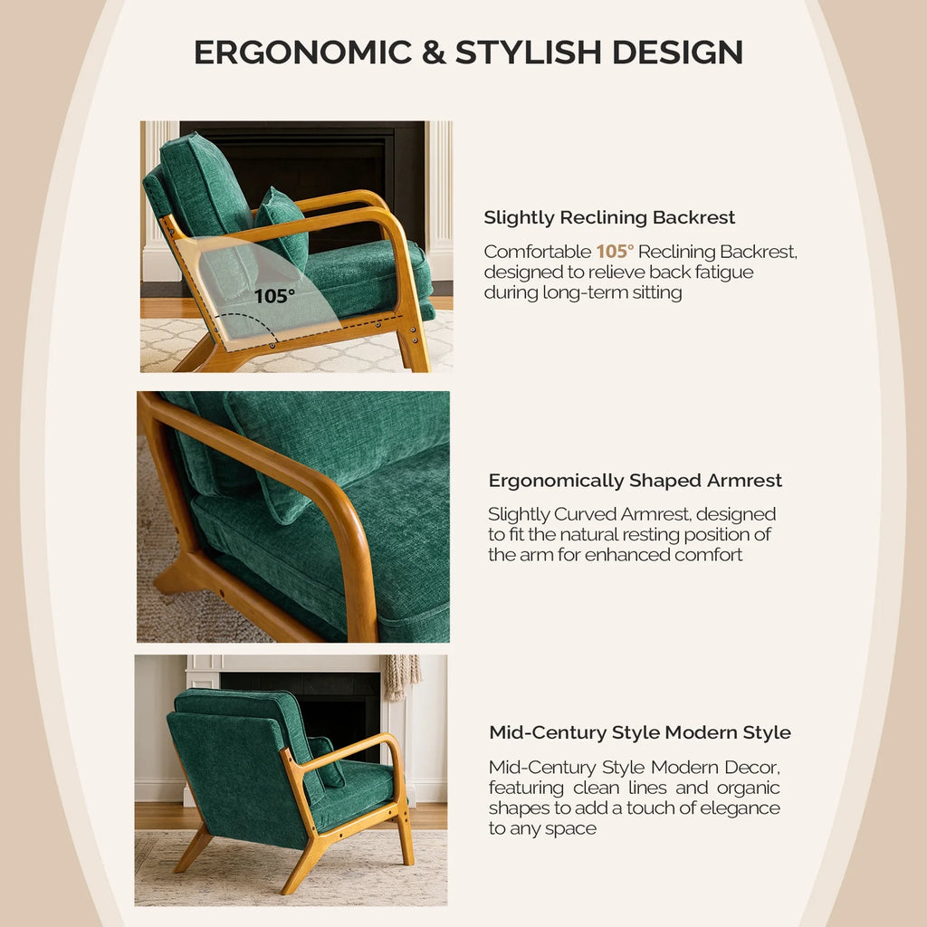 Ktaxon Accent Chair Corduroy Upholstered Armchair, Reading Club Chair with Pillow and Solid Wood Frame for Living Room Bedroom Furniture Off White