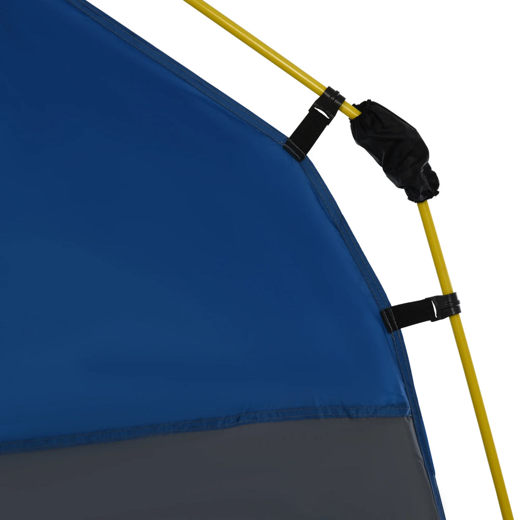 Outsunny Camping Tents 4 Person Pop Up Tent w/ Windows, Doors, Blue