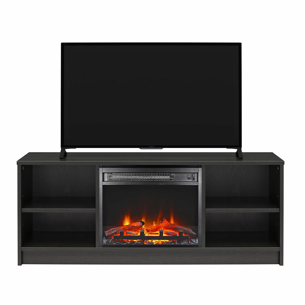 Mainstays Fireplace TV Stand, for TVs up to 55", Black Oak