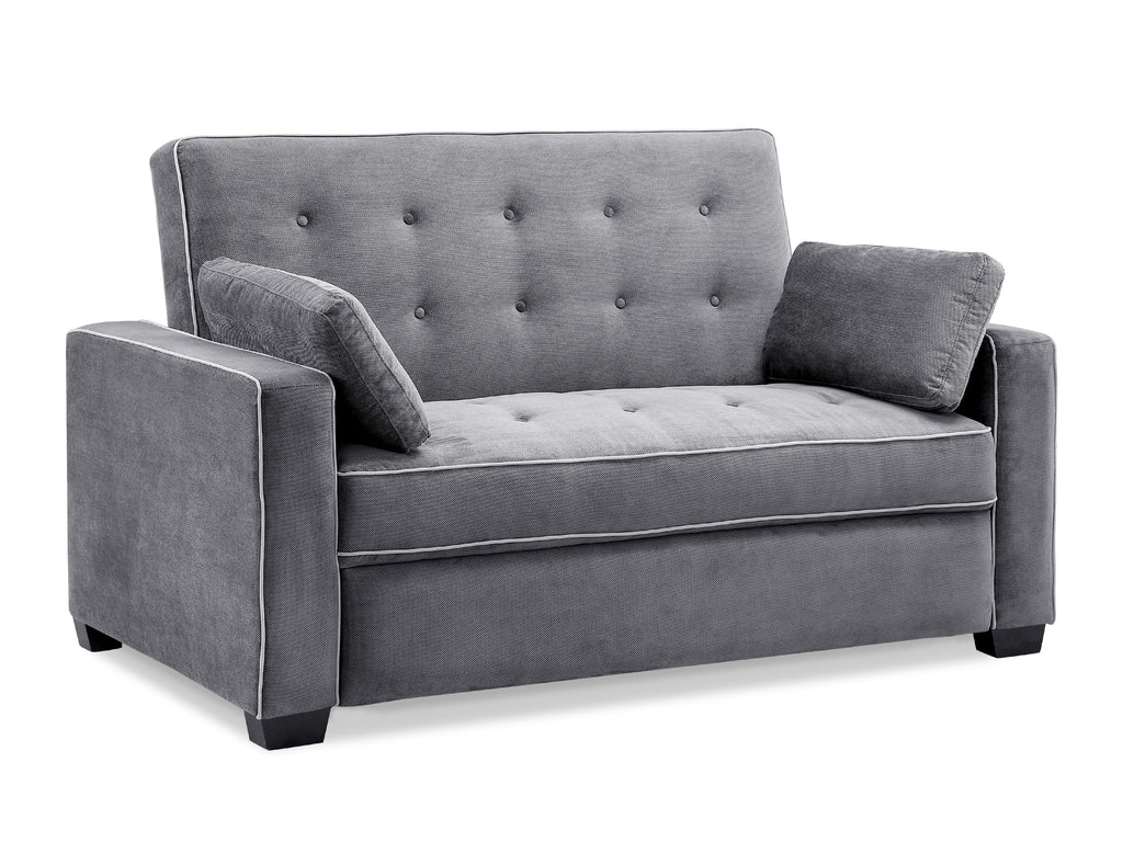 Serta Dream Convertibles Monroe Modern Polyester Convertible Queen Sofa Bed with Pillows Grey