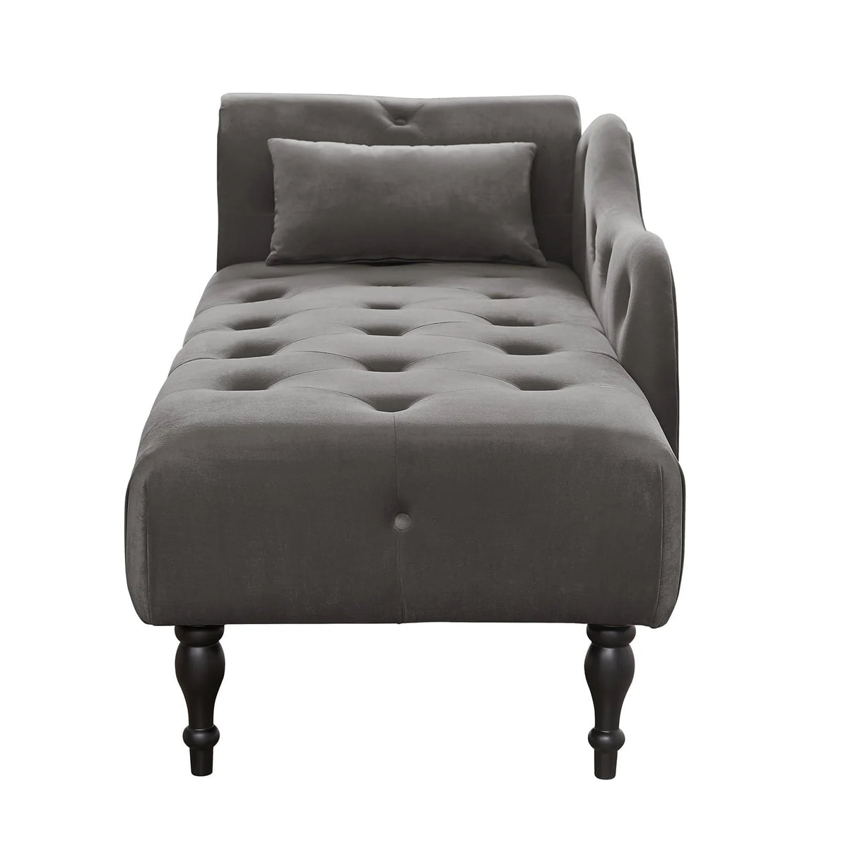 Chaise Lounge Chair, 60.6" Velvet Button Tufted Upholstered Lounge Couch with Solid Wood Legs and Pillow Elegant Couch Sleeper with Nailhead Trim & Armrest Chaise Lounge Indoor for Living Room, Grey